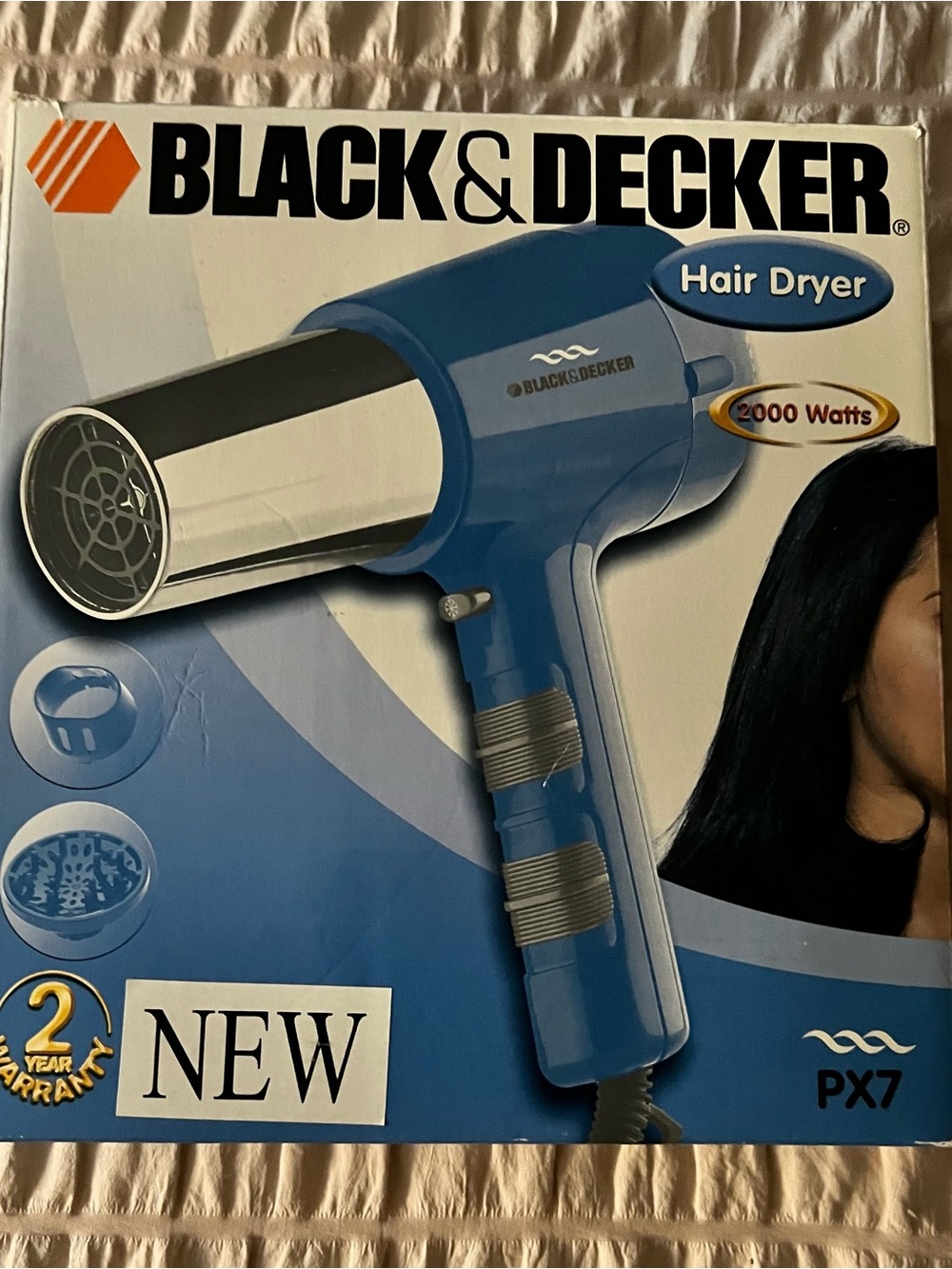 Black & Decker Blue Hair Dryer with Chrome Nozzle